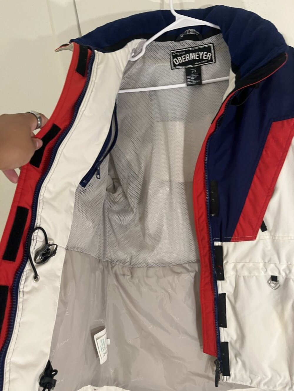 Vintage Obermeyer Sport Ski Jacket - White, Navy & Red - Size 10 - Picture 9 of 14